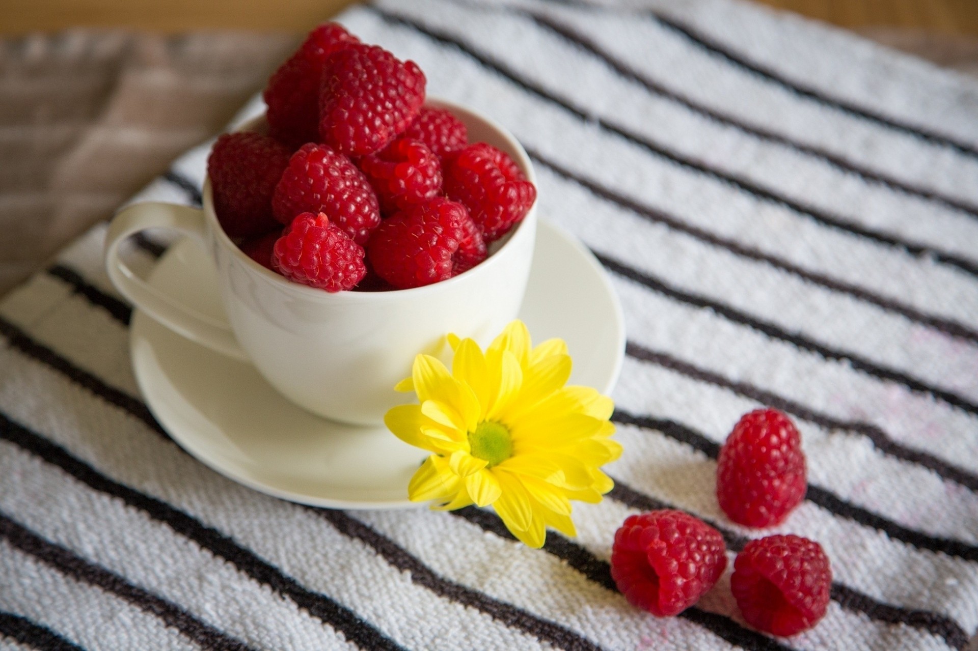 flower raspberry berries mug red towel