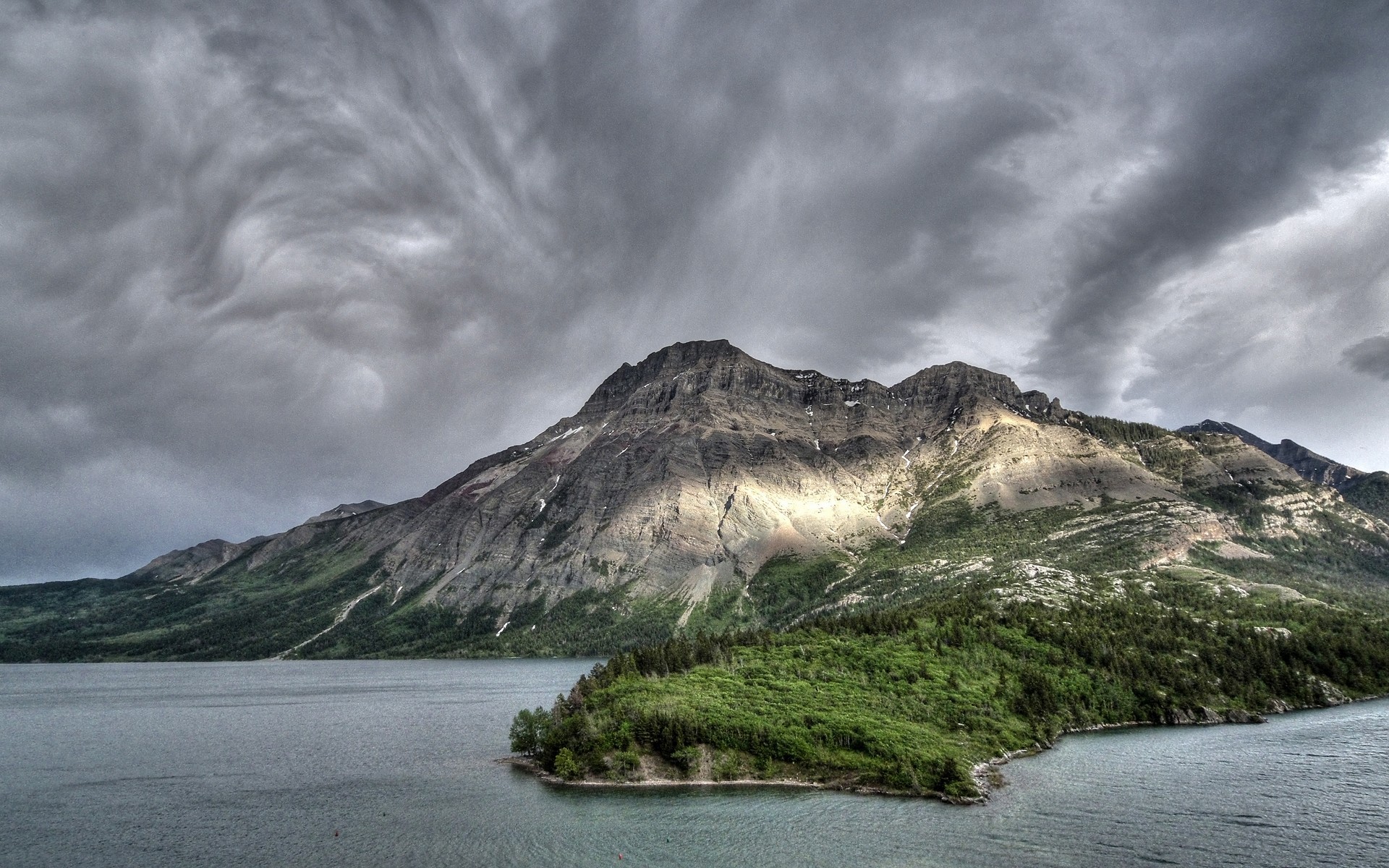 mountain clouds water