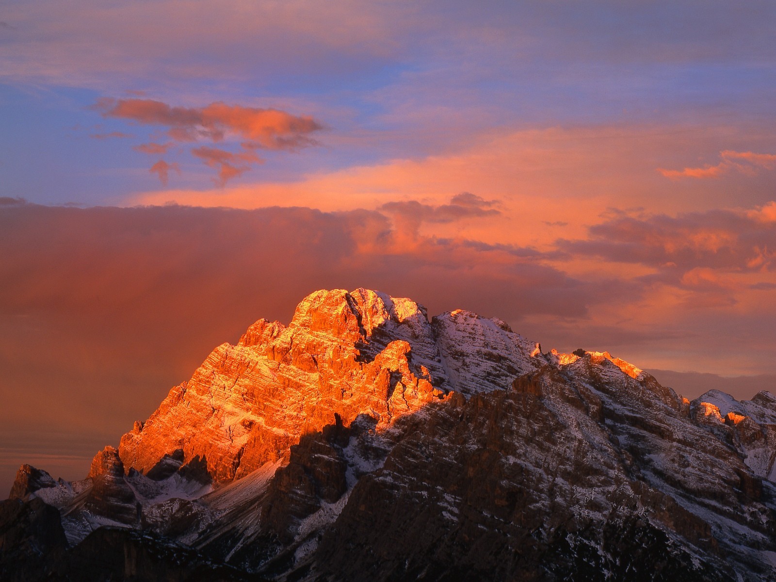 mountain sunset red