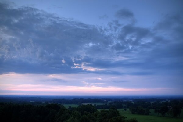 Beautiful view of the horizon in the clouds