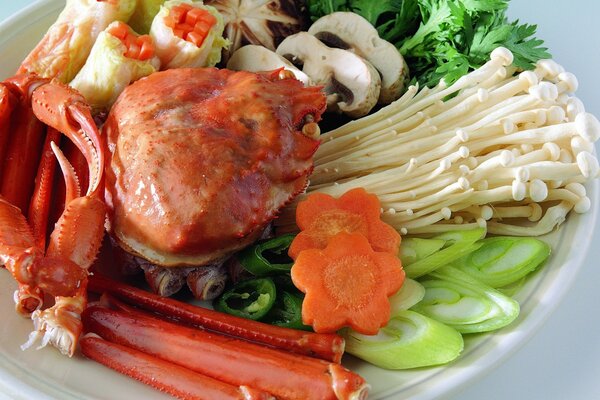 Manger sur une assiette avec des légumes verts et des champignons