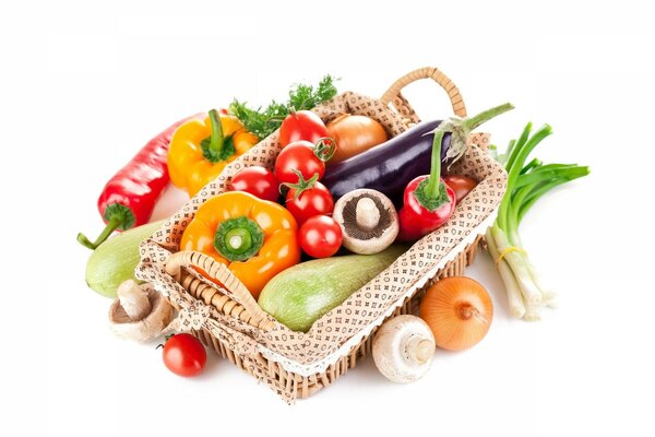 Fresh vegetables and herbs in the basket