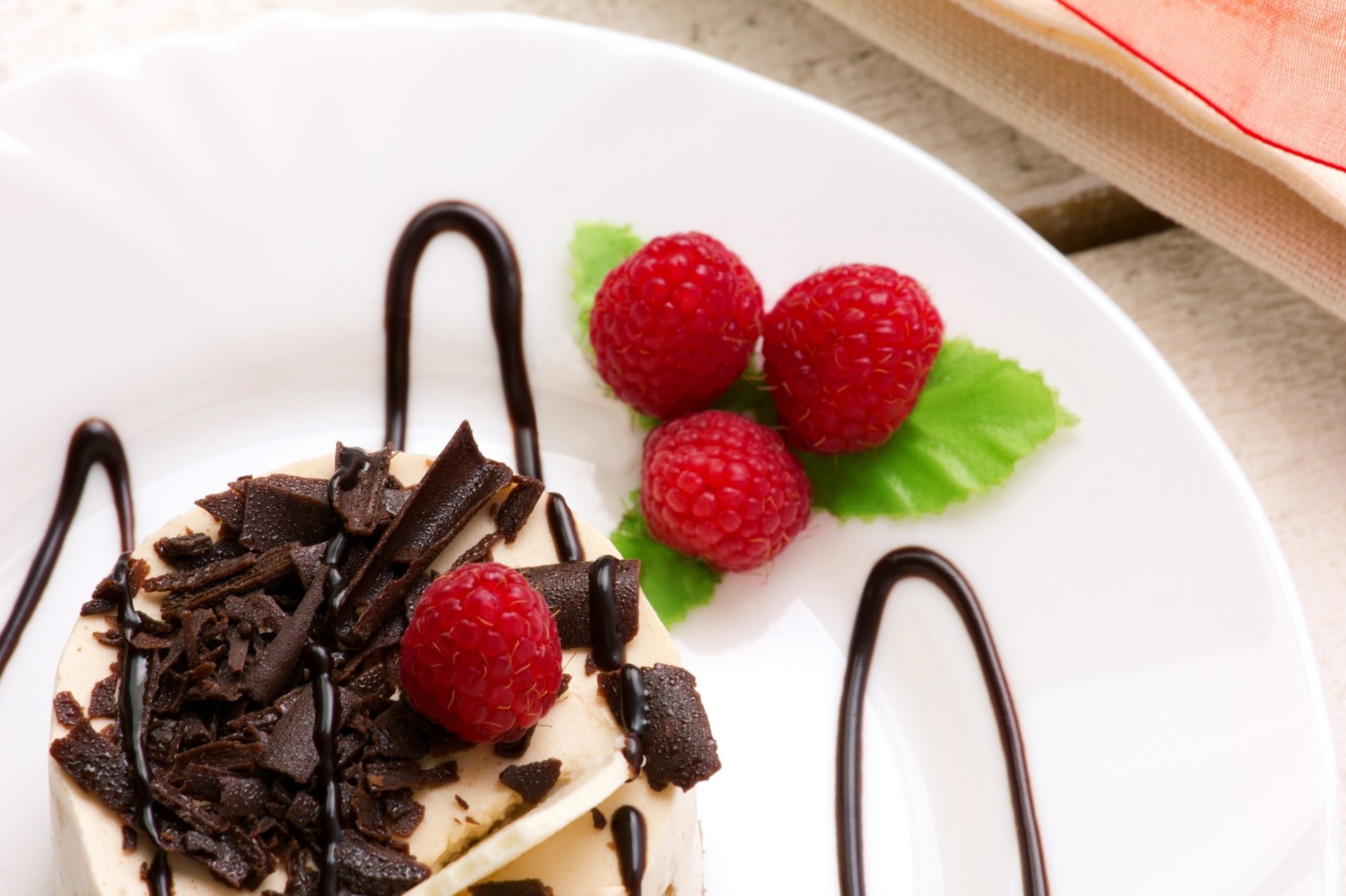 chocolate raspberry plate dessert