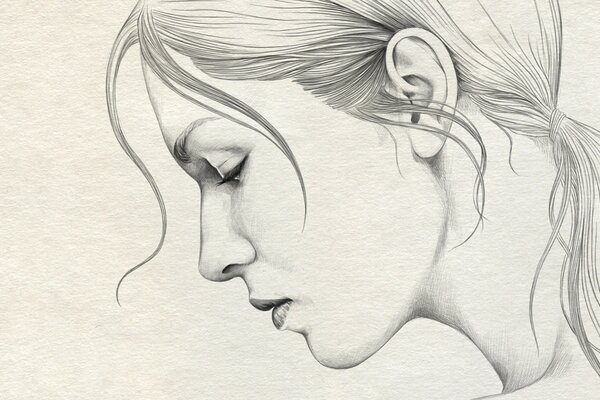 Pencil drawing of a beautiful girl