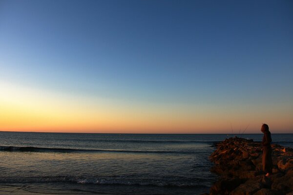 Beautiful sunset and noisy sea