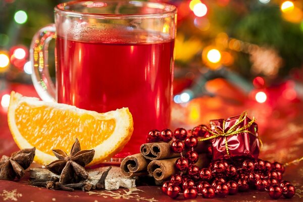 New Year s mulled wine with cinnamon and spices