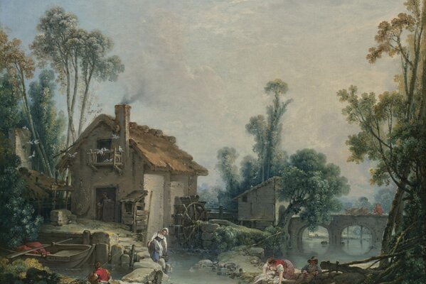 Galerie Nationale de France Bouchet. Paysage avec moulin nuisible