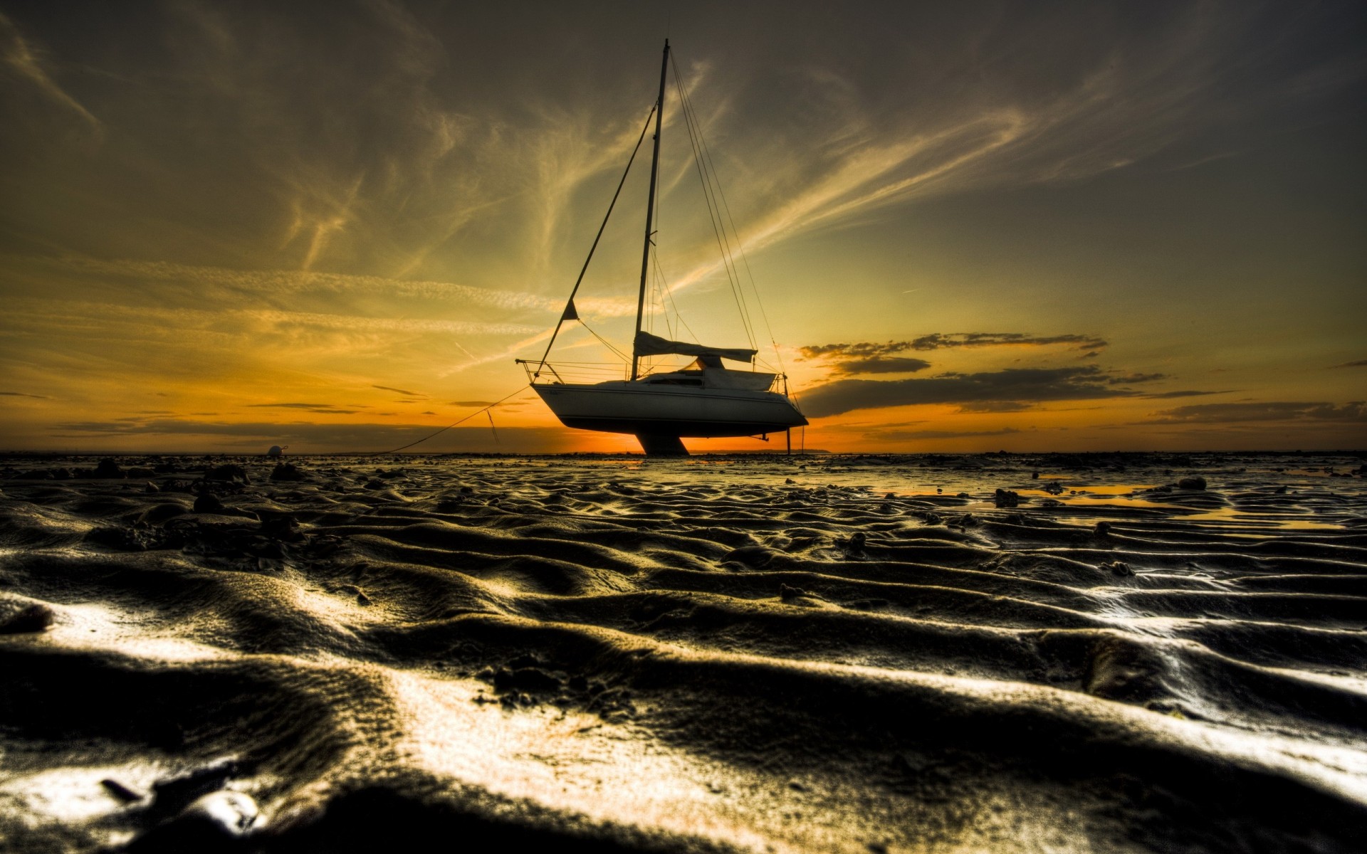 boat sand beach stranded sky