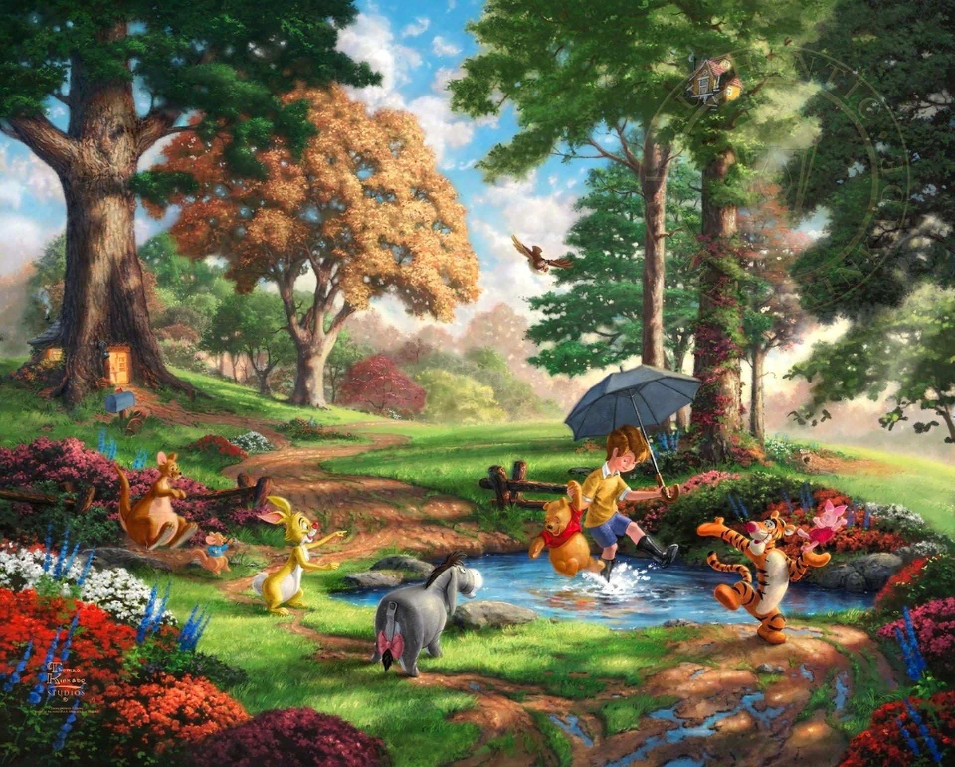 âne art walt disney forêt fleurs en bois personnes arbres palmiers tigre lièvre thomas kincaid jouets winnie l ourson winnie l ourson et tout-tout-tout alan alexander milne christopher robin roux