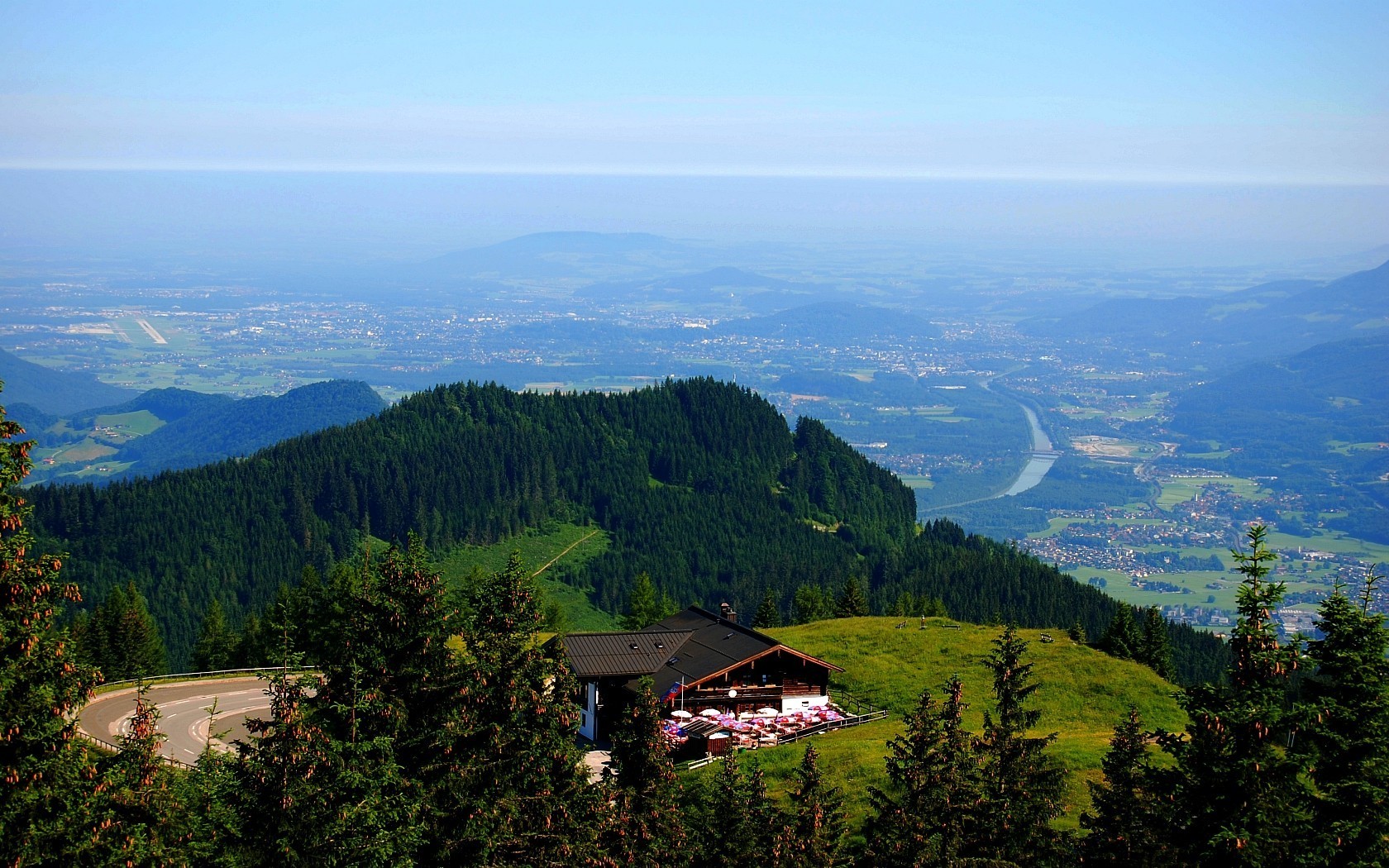 панорама дом дорога деревья