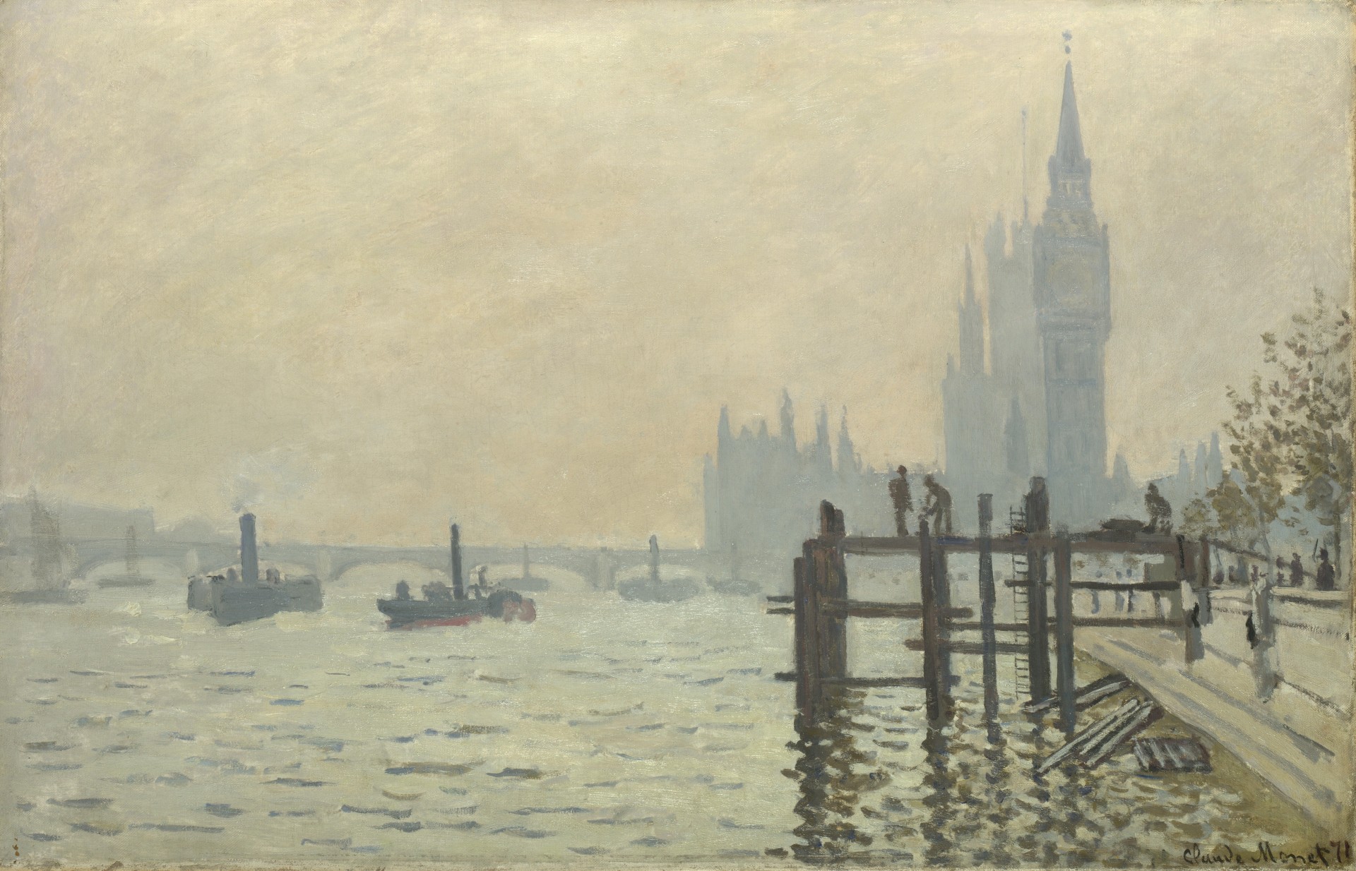 ci-dessous la tamise de westminster la galerie nationale de londres claude oscar monet - claude monet oscar - la tamise de westminster ci-dessous