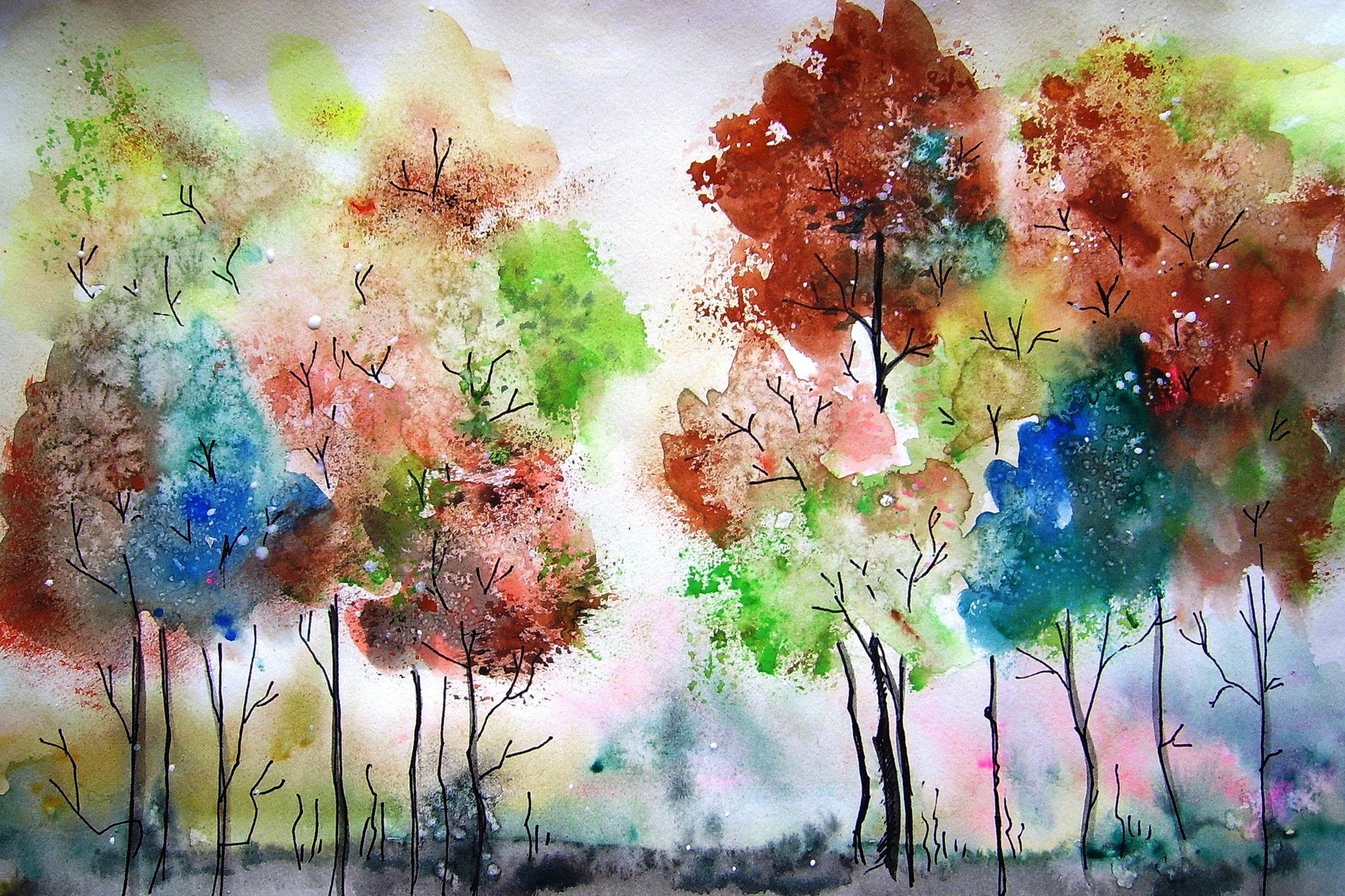 landscape pattern watercolor