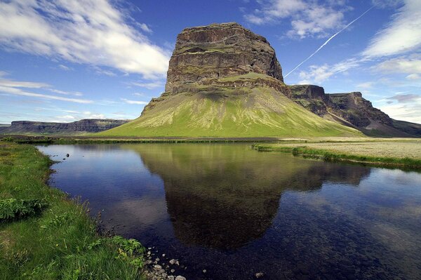 Landscape with mountain view across the river