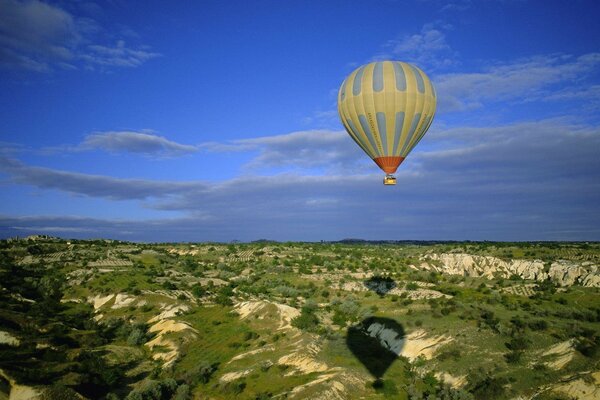 Magnificent view of the green hills from the balloon