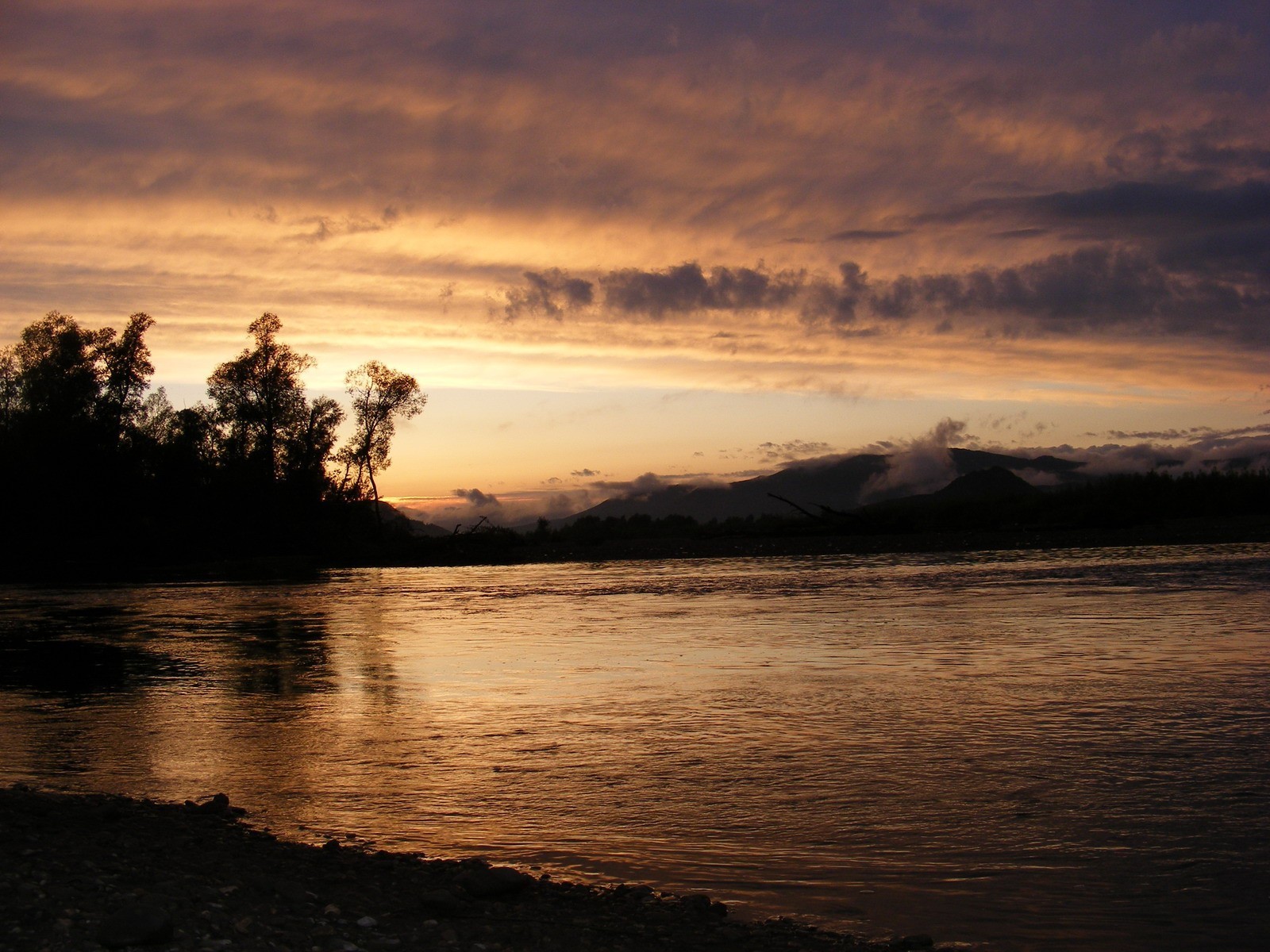 unset river beach nature