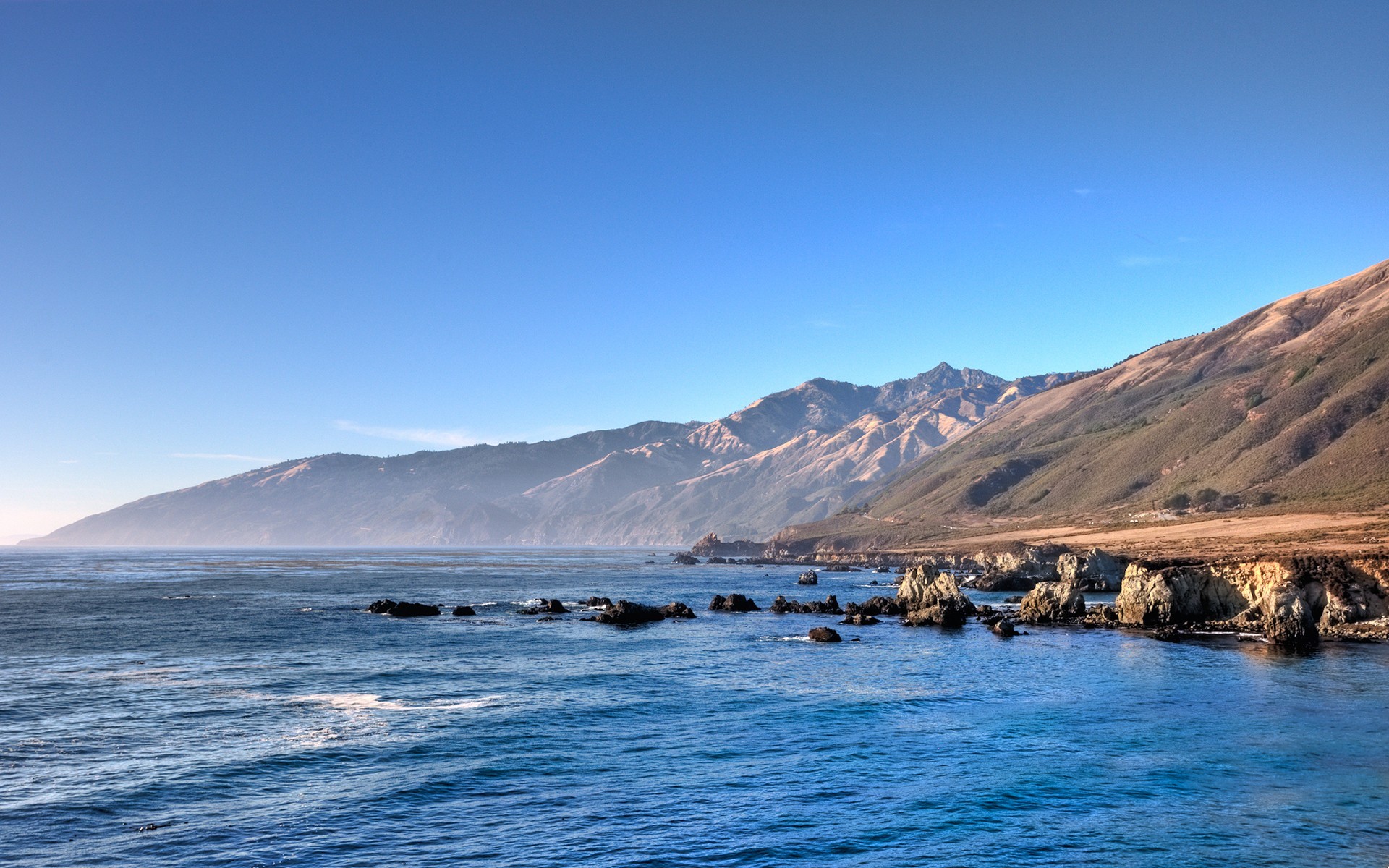 oceano montagne costiera blu california cielo acqua