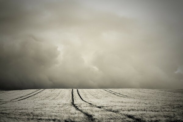 Feld und Hügel mit Sepia-Effekt