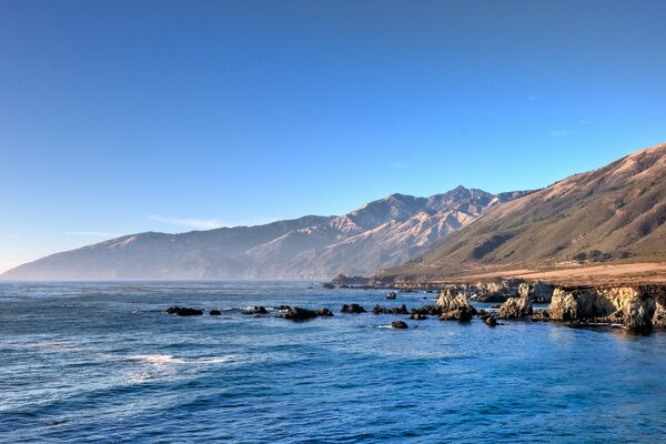 Big rocks in the blue ocean