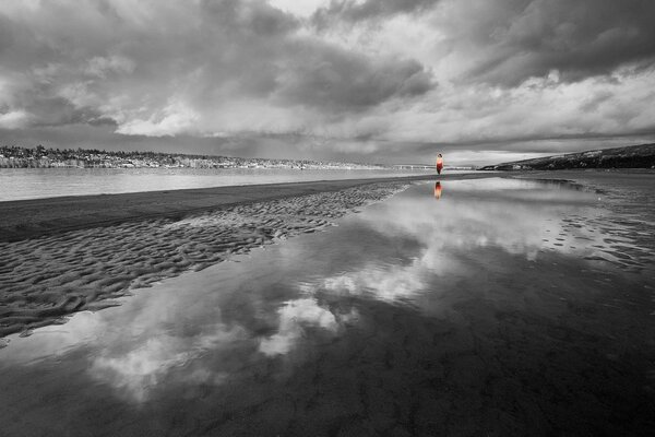 Reflection of beautiful clouds in the water