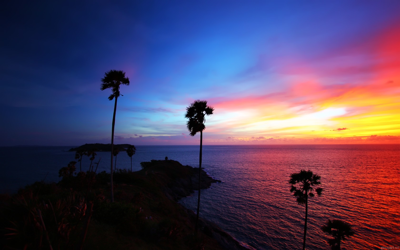 ciel îles phuket thaïlande thaïlande palmiers coucher de soleil