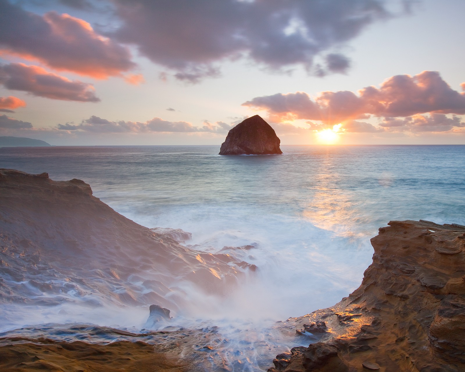 beach waves sun rock