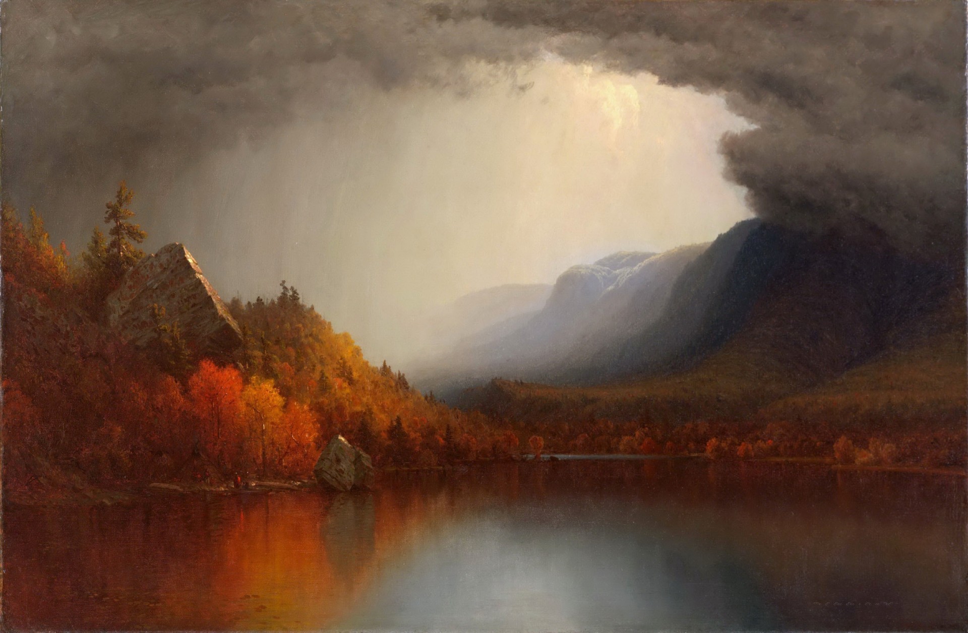 nuages peinture lac forêt paysage sanford robinson gifford automne