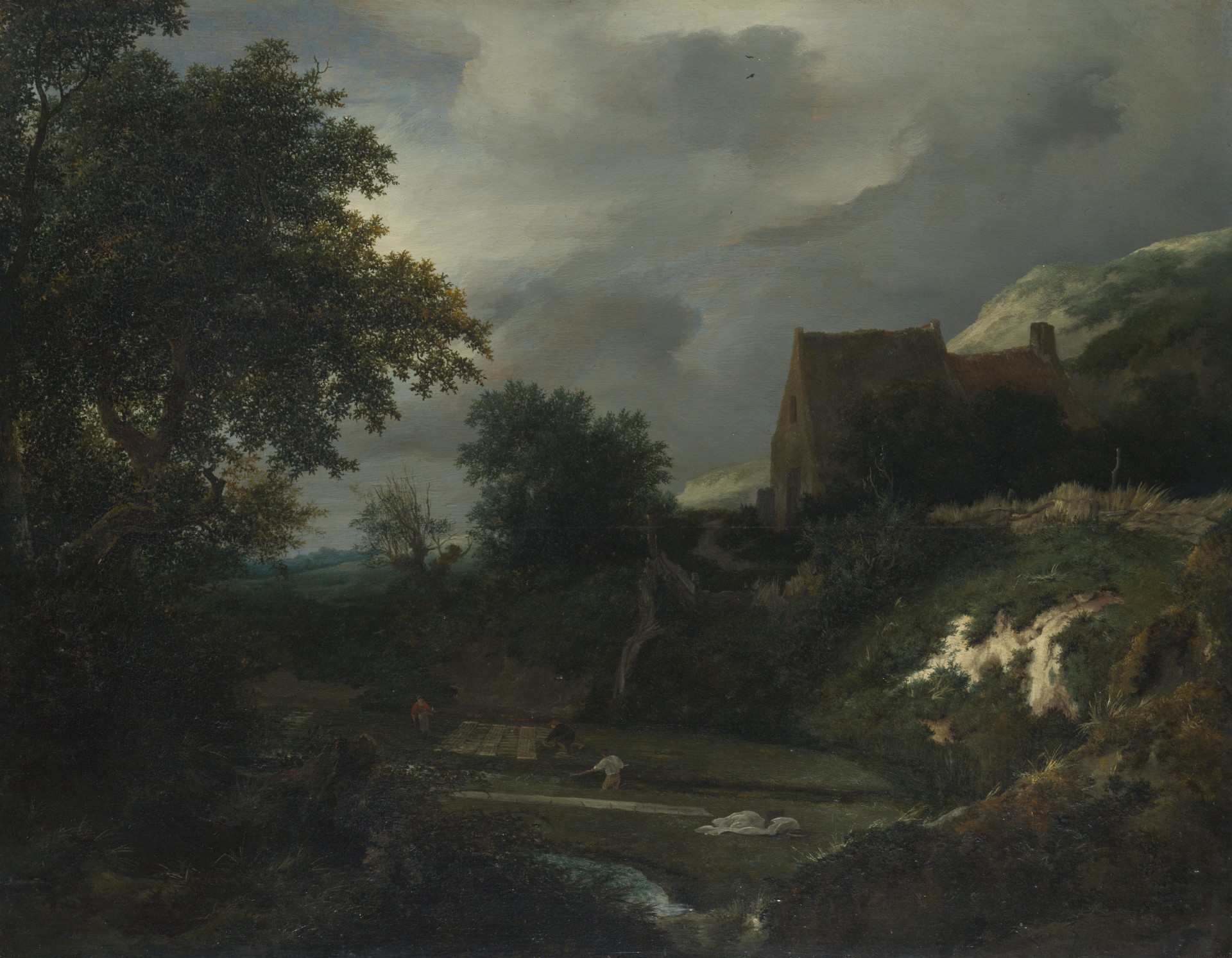 bleaching the ground into a hollow at the cottage bleaching the ground into a hollow at the cottage jacob van Ruisdael jacob van Ruisdael London National Gallery