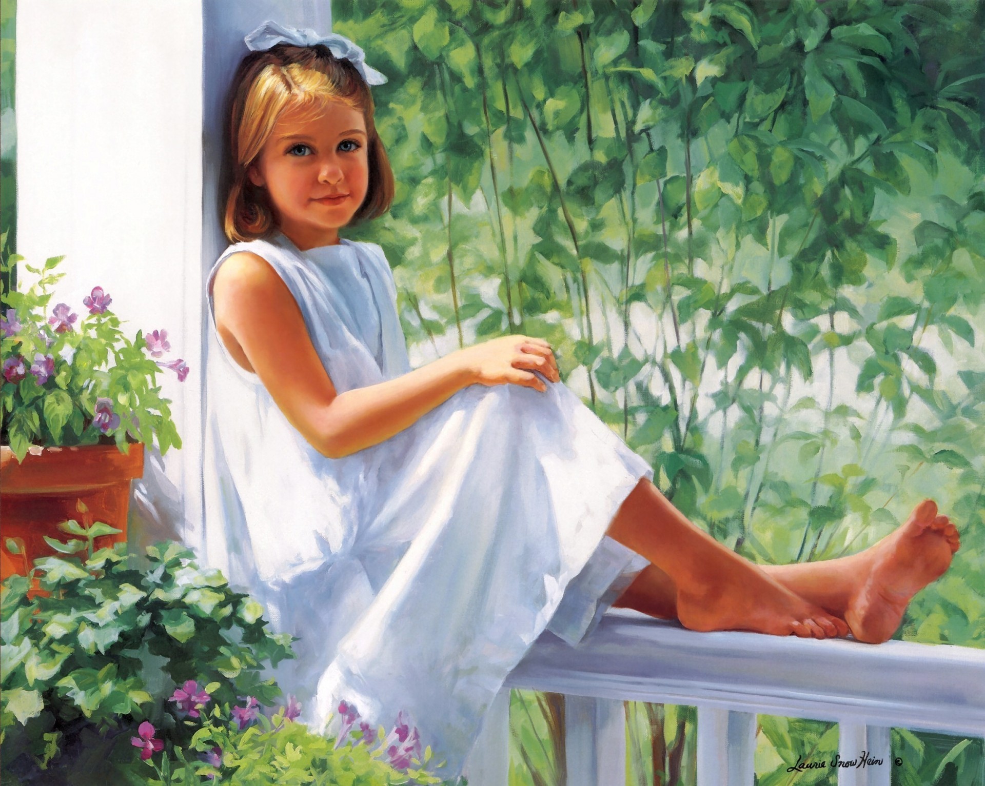 girl painting flower