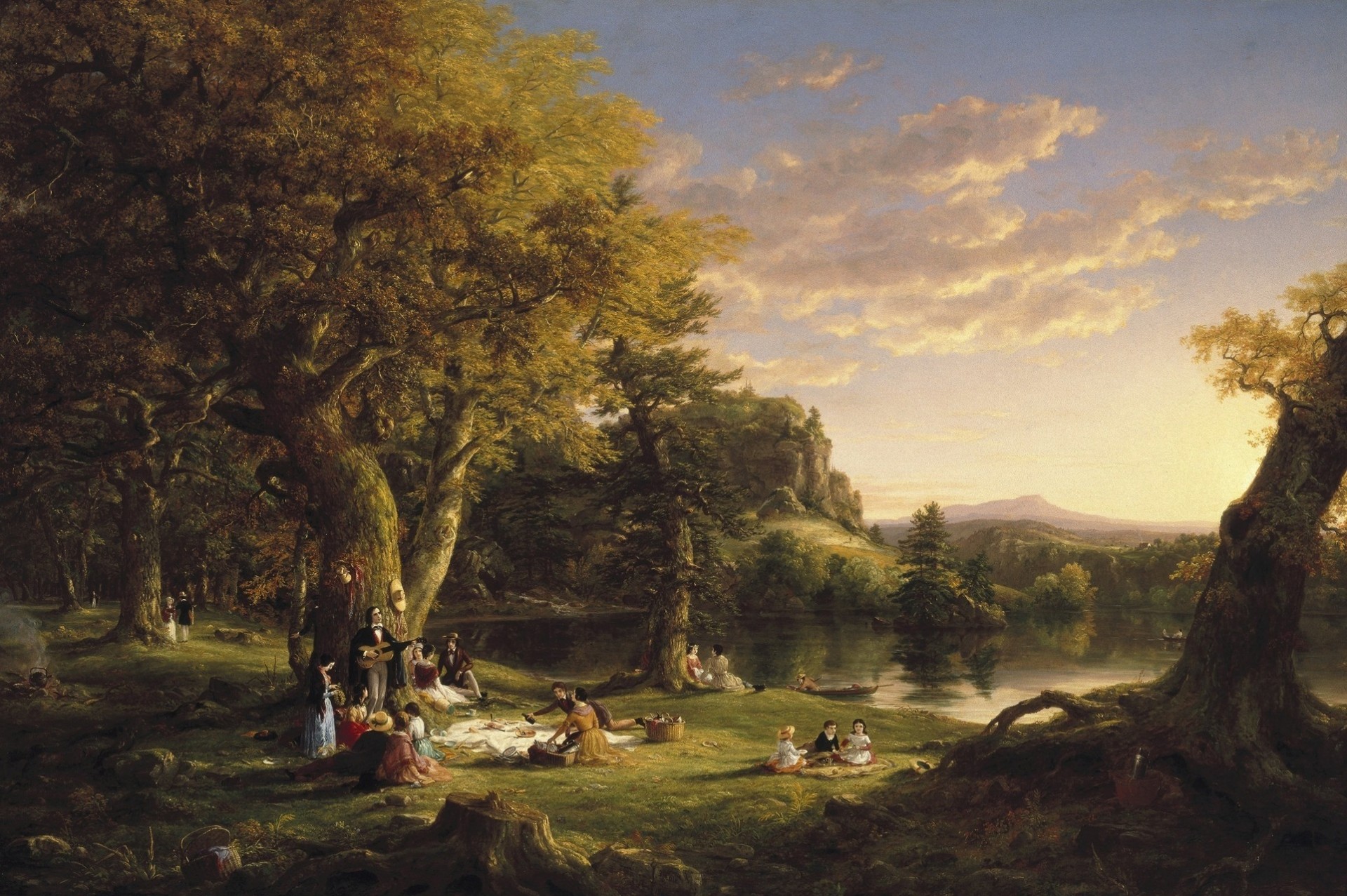 romance pintura al óleo lienzo picnic