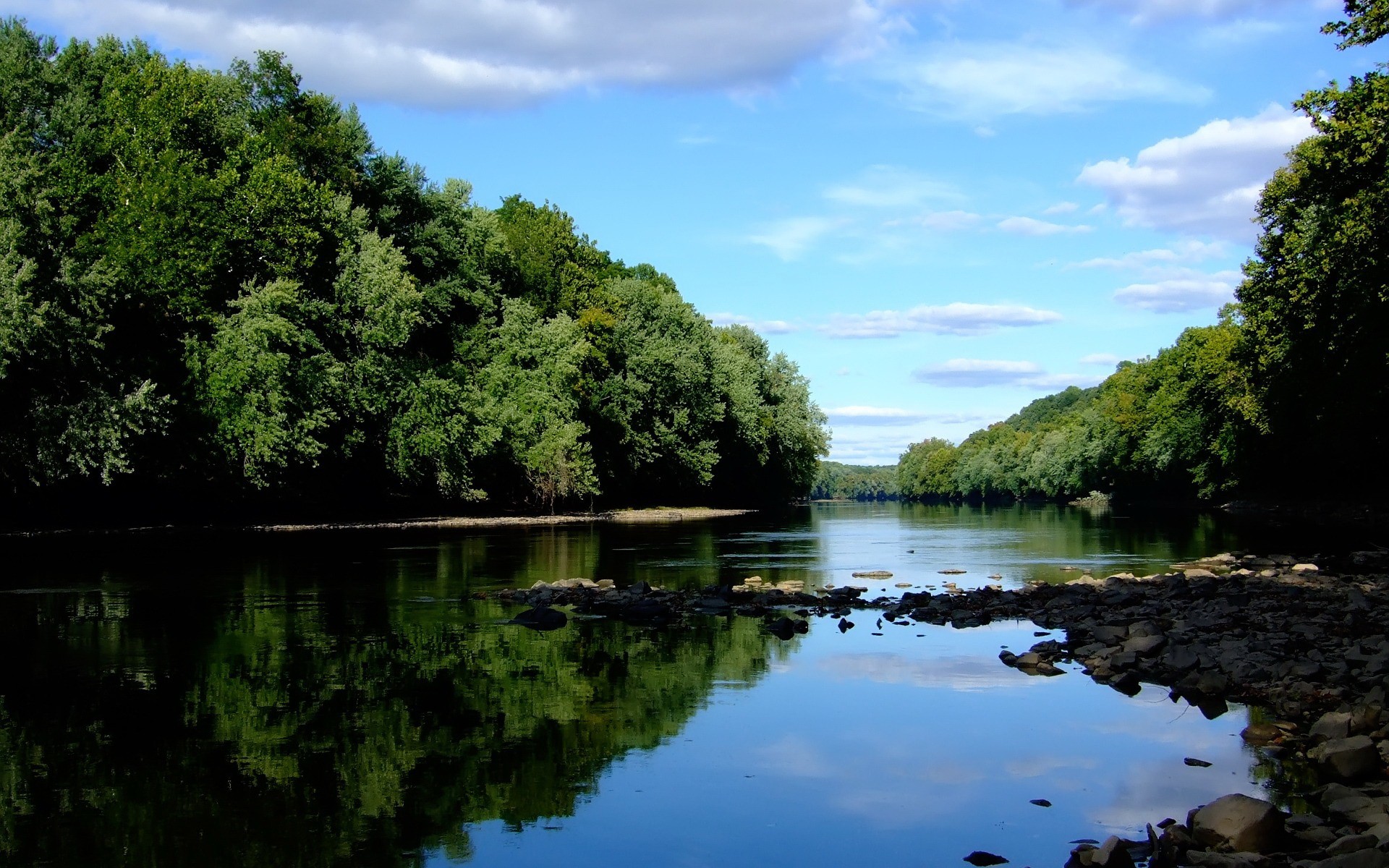 fluss wald himmel