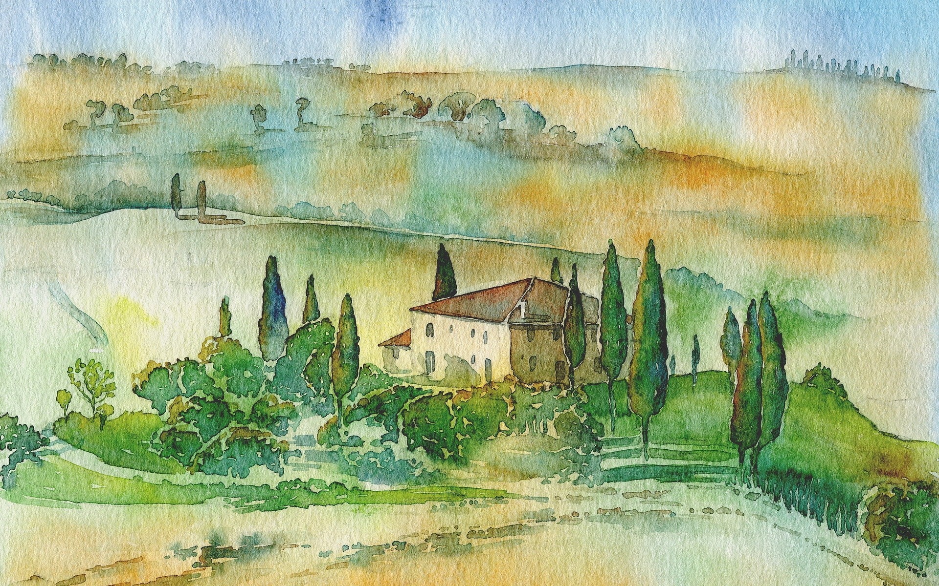 paesaggio pittura acquerello