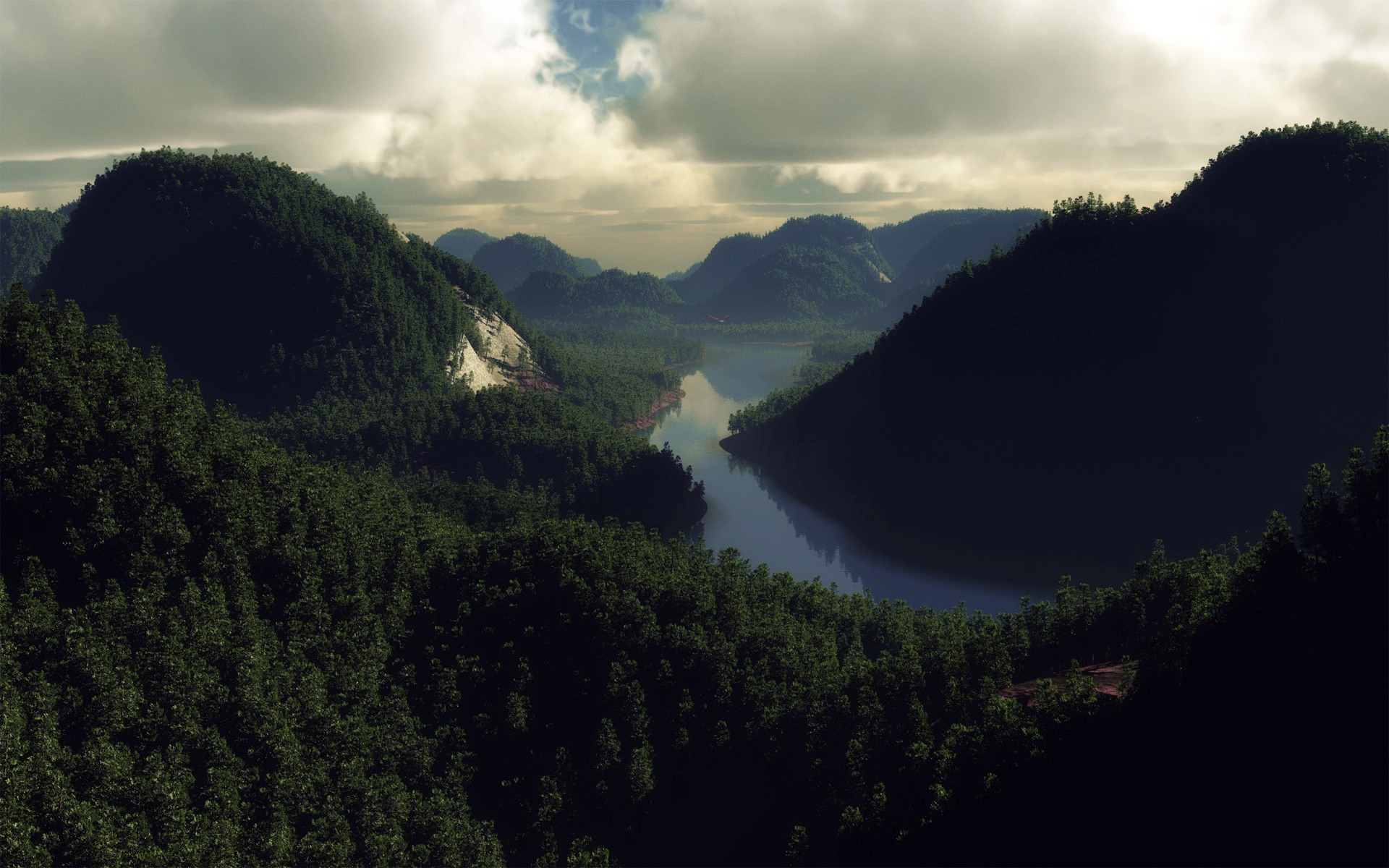 forest sky river