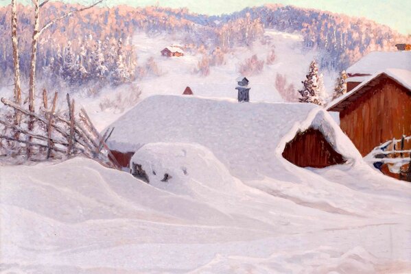 Russian village in winter