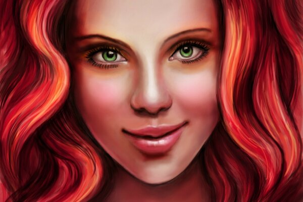 Art painting by lara croft with red hair