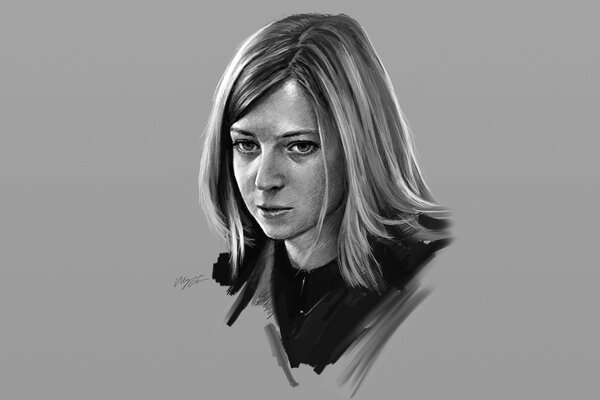 Porträt von Natalia Poklonskaya auf grauem Hintergrund