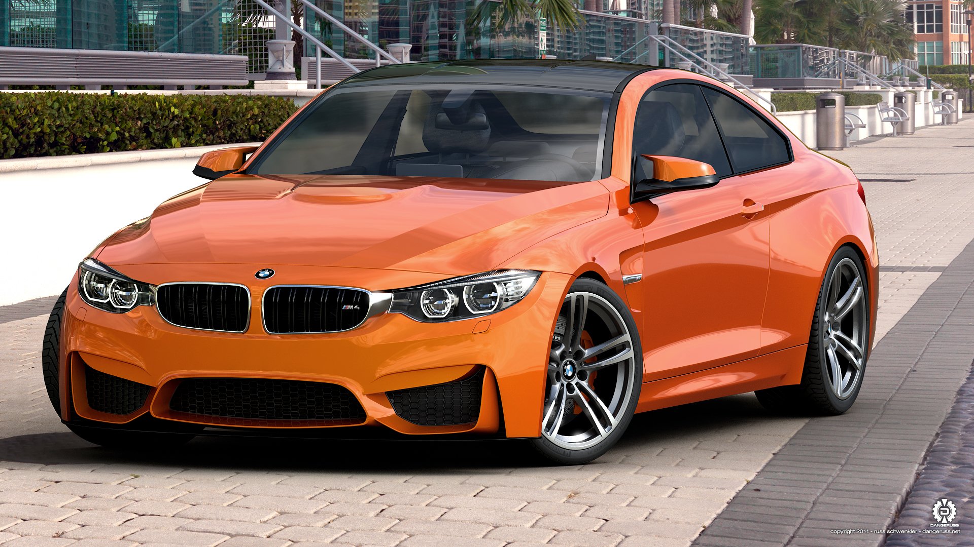 bmw m4 coupé f82 orange par dangeruss 3d studio max vray photoshop bmw orange