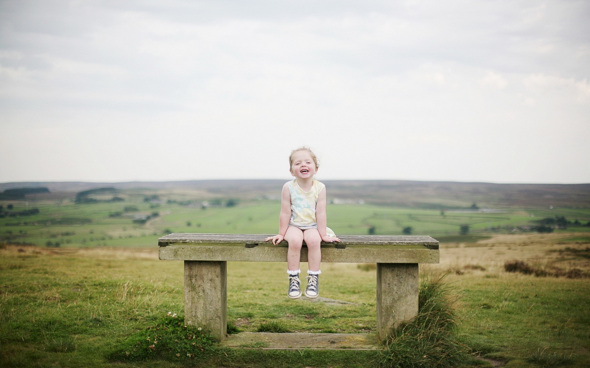 bench happiness mood girl child