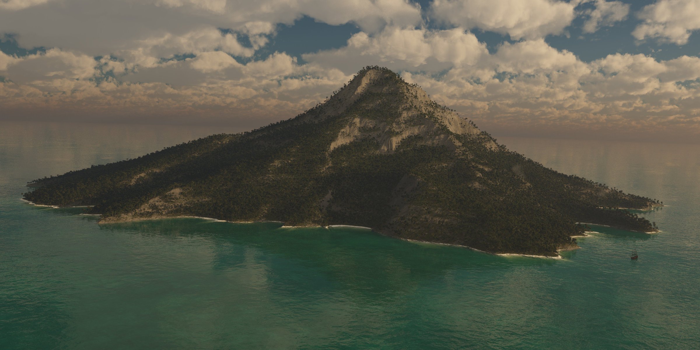 landschaft meer palmen himmel berg insel