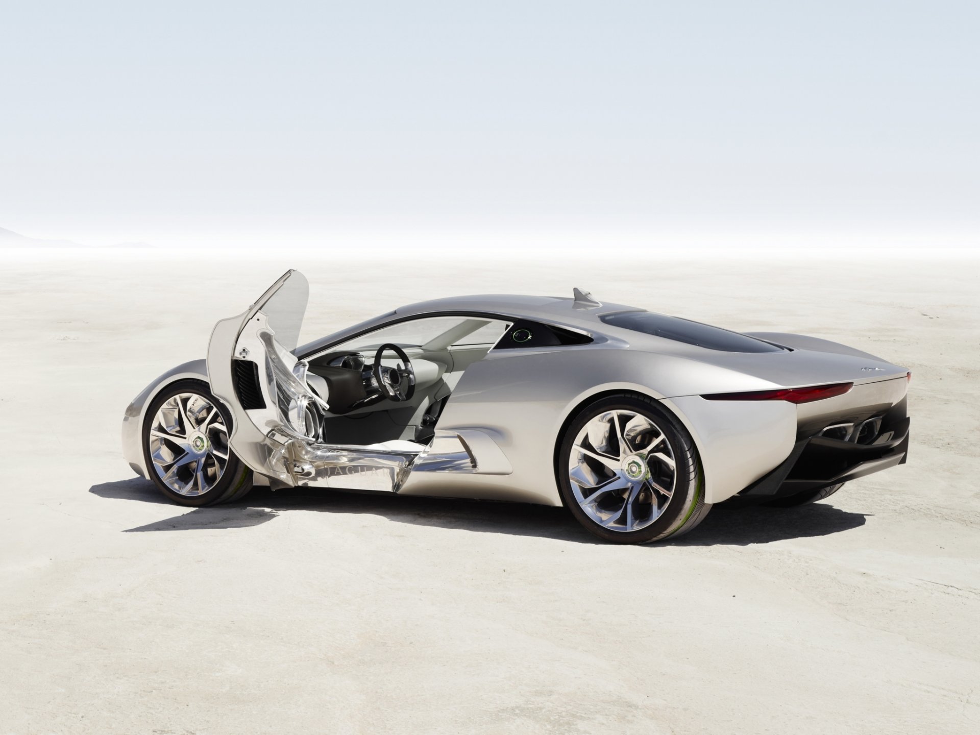 jaguar c-x75 concepto coche plata puerta