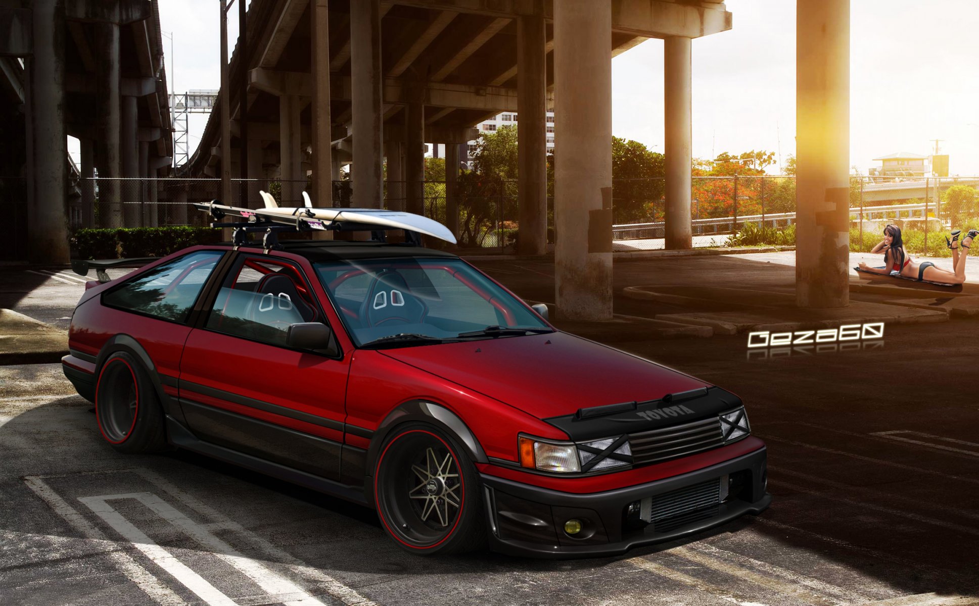 corolla ae86 toyota parcheggio ponte ragazza