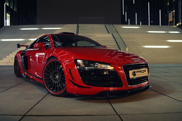 Red Audi with cool wheels