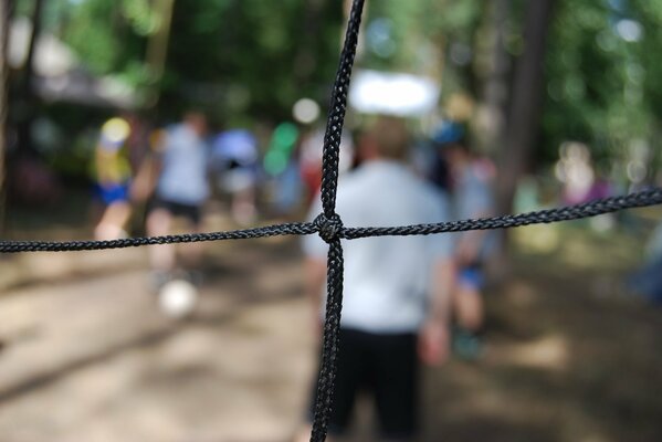 Volleyball net on a blurry background