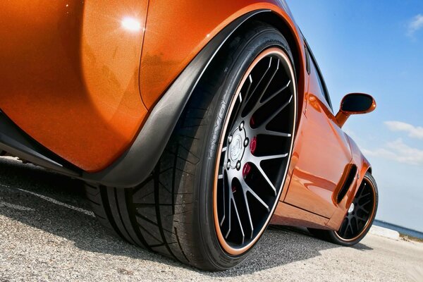 Sports car wheel close-up