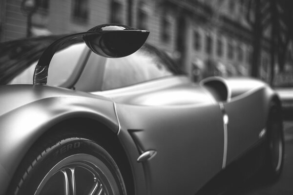 Gray pagani huayra on the background of the house