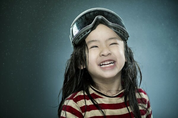 Asian girl laughing with glasses