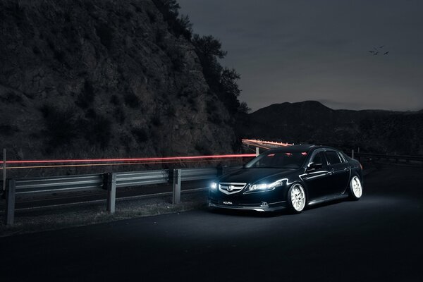 Night landscape, mountains and speed