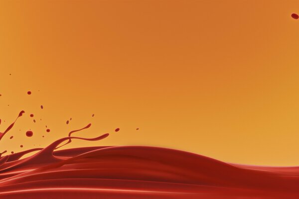 Waterfall of flowing red paint