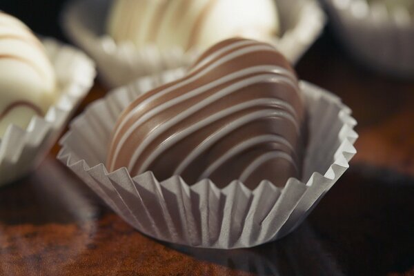 Chocolate candy in paper packaging