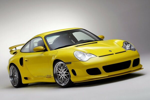 Yellow porsche 911 sports car