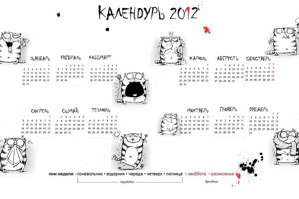 Nuovo calendario da parete 2012 con gatti